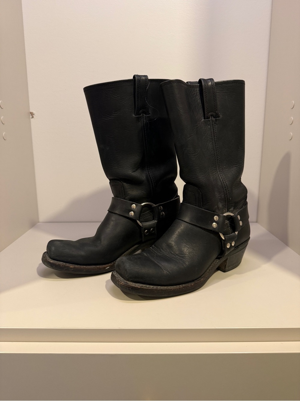 Frye Black Leather Harness Mid-Calf Boots - Women - Picture 2 of 4